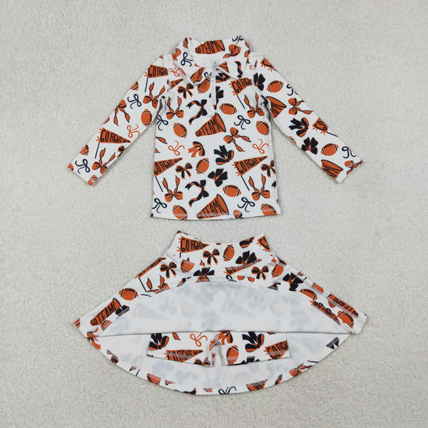 GLD1285 RTS  toddler girl clothes go team girl winter skirt outfit yoga clothing set wholesale