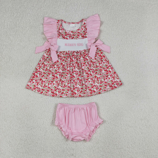 GBO0500 RTS toddler girl clothes mama’s embroidery girl  summer bummies set