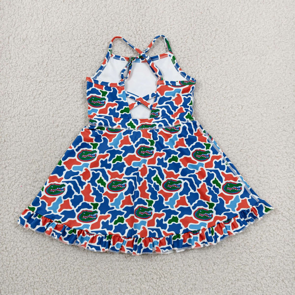 GSD3589 RTS toddler clothes  state camo print girl yoga summer dress sports clothing
