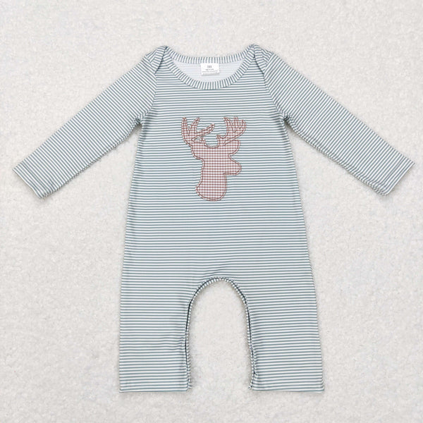 LR0694 RTS baby clothes deer embroidery baby winter romper