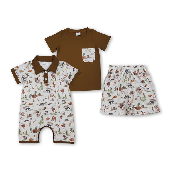 RTS Matching kids clothing cowboy print clothing baby boy summer clothing-2026.3.24