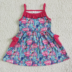 GSD0078 RTS kids clothing Flamingo summer dress-promotion 2024.5.3 $5.5