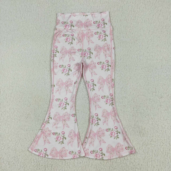 P0768 RTS baby girl clothes floral girls yoga pant bell bottom pants