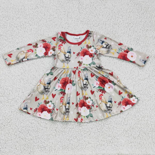 GLD0163 baby girl clothes chicken floral winter dress