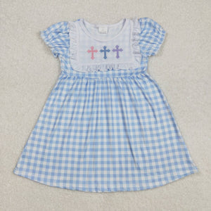 GSD1522 RTS Girl easter dress cross embroidery girl spring dress