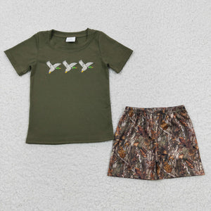 BSSO0238 baby boy clothes embroidery bird camo summer outfit