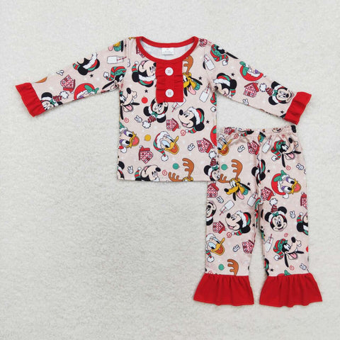 GLP1479 RTS toddler girl clothes cartoon mouse girl christmas winter pajamas set