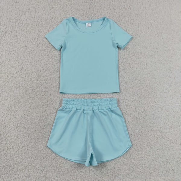 GSSO3762 RTS baby girl clothes blue toddler girl yoga summer outfit sports clothing
