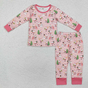 GLP2094 RTS toddler girl clothes santa girl winter pajamas set-BAMBOO