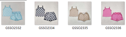 RTS girl clothes girl summer set  colorful gingham girl summer shorts set