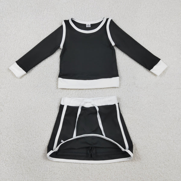 GLD1481 RTS baby girl clothes balck toddler girl yoga skirt outfit sports clothing