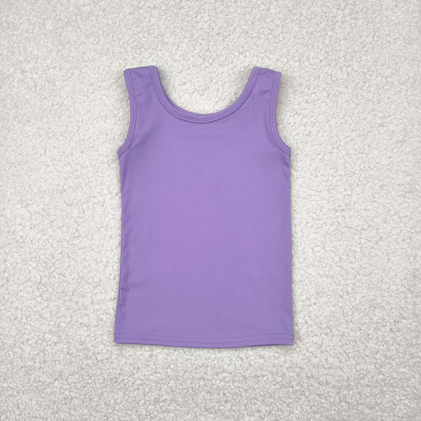 GT0990 RTS girl clothes purple yoga clothes girl summer top tshirt