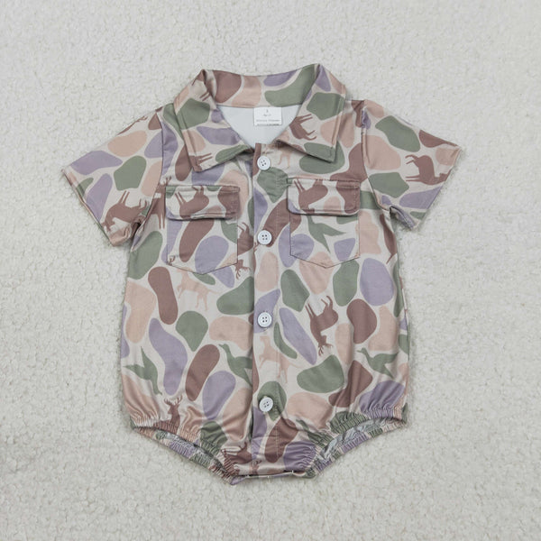 SR3544 RTS baby boy clothes camo hunting clothes pockets boy summer bubble