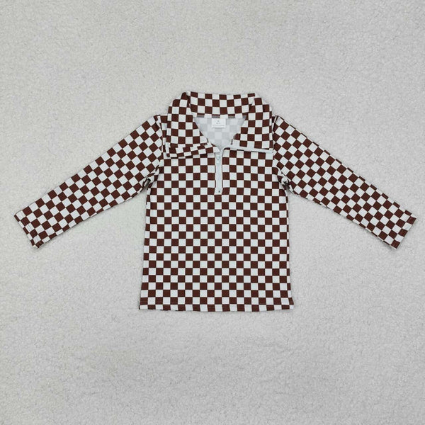 GT0793 RTS toddler girl clothes gingham girl winter top pullover