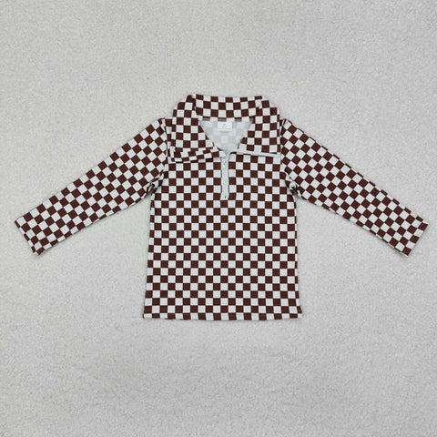 GT0793 RTS toddler girl clothes gingham girl winter top pullover