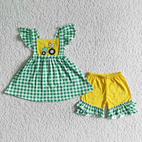 GSSO0056 kids clothing summer farm emboridery girl set-promotion 2025.3.15 $5.5