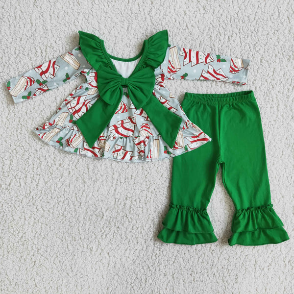 6 A0-12 baby girl clothes green tree christmas outfits-promotion 2023.11.18