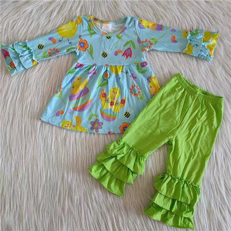 6 A16-11 baby girl clothes green chicken girl winter outfits--promotion 2025.1.4 $2.99