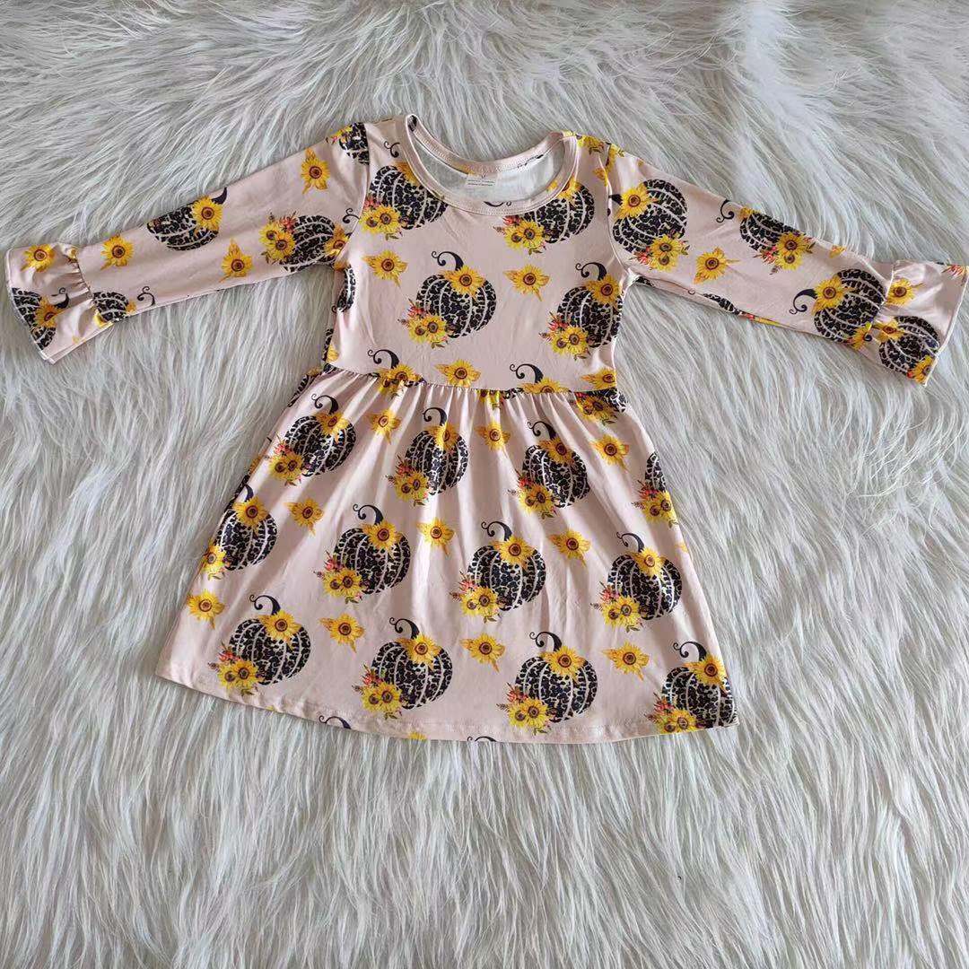 6 A20-16 Baby Girl Halloween Pumpkin Sunflower Leopard Dress-promotion 2024.9.21 $2.99