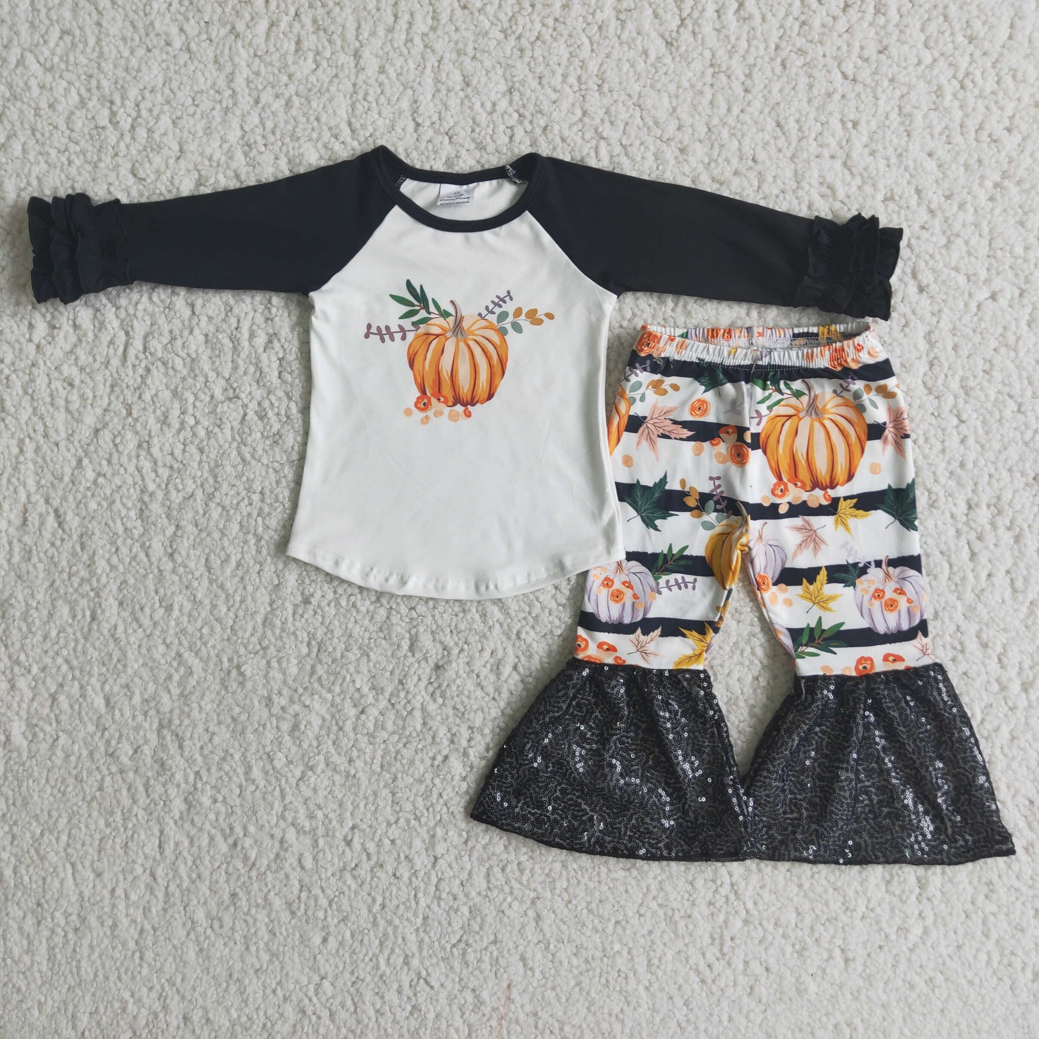 6 A20-29 girl pumpkin sequin winter long sleeve set-promotion 2023.10.4