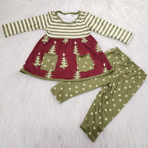 6 A23-2 baby girl clothes green christmas tree girl christmas outfit-promotion 2024.11.2 $2.99