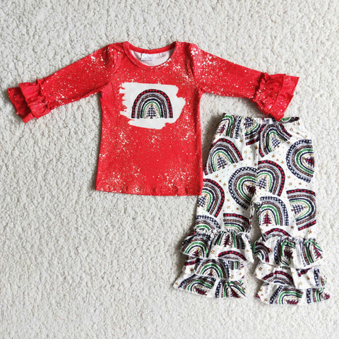 6 A6-19 baby girl clothes rainbow tree girl christmas outfit --promotion 2024.10.26 $2.99