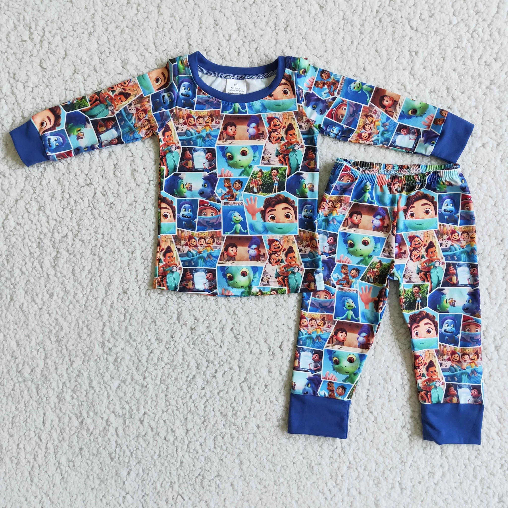 6 B10-40 boy blue winter cartoon long sleeve pajamas set-promotion 2024.9.14 $2.99