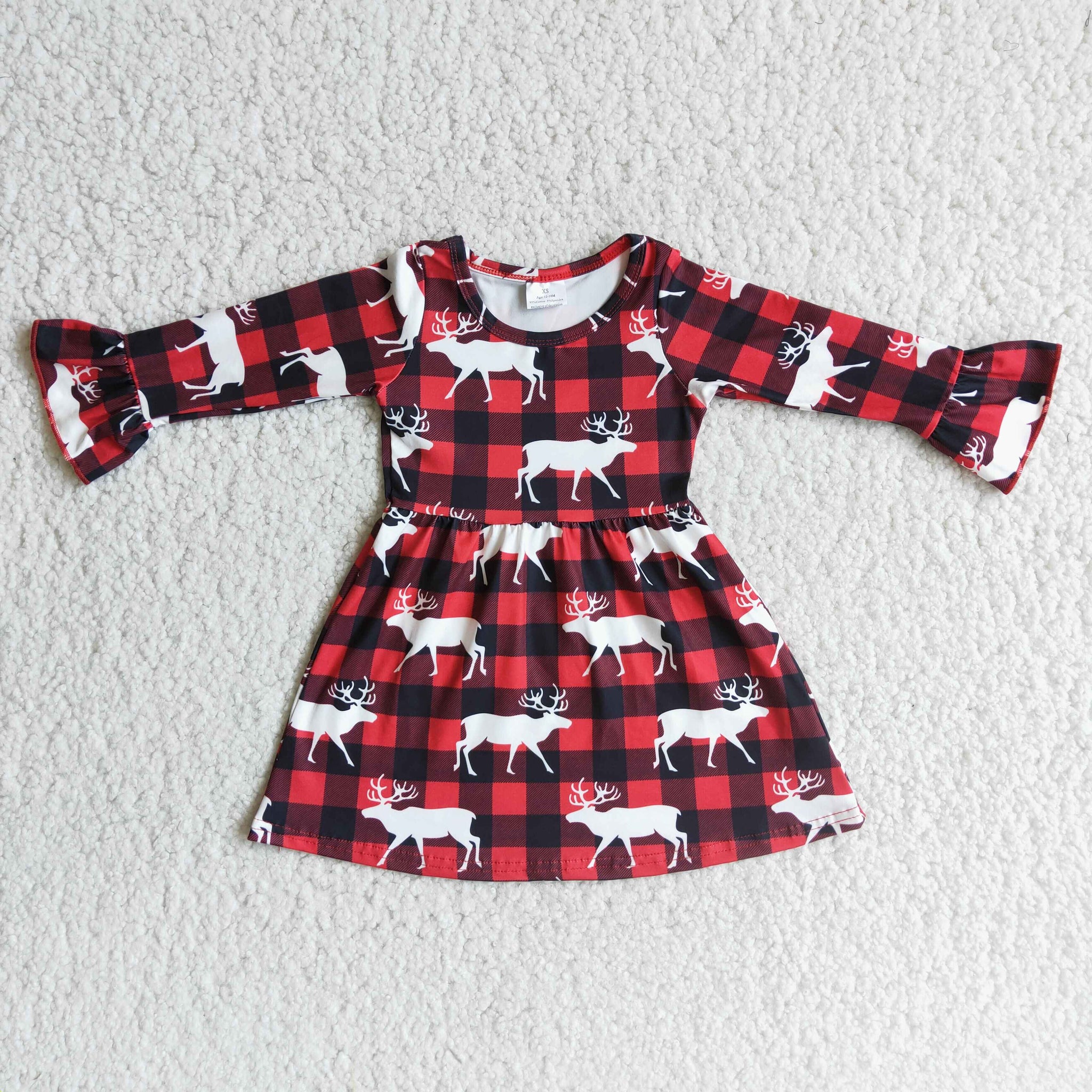 6 B2-21 toddler girl clothes deer plaid girl christmas dress - promotion 2024.11.2 $2.99