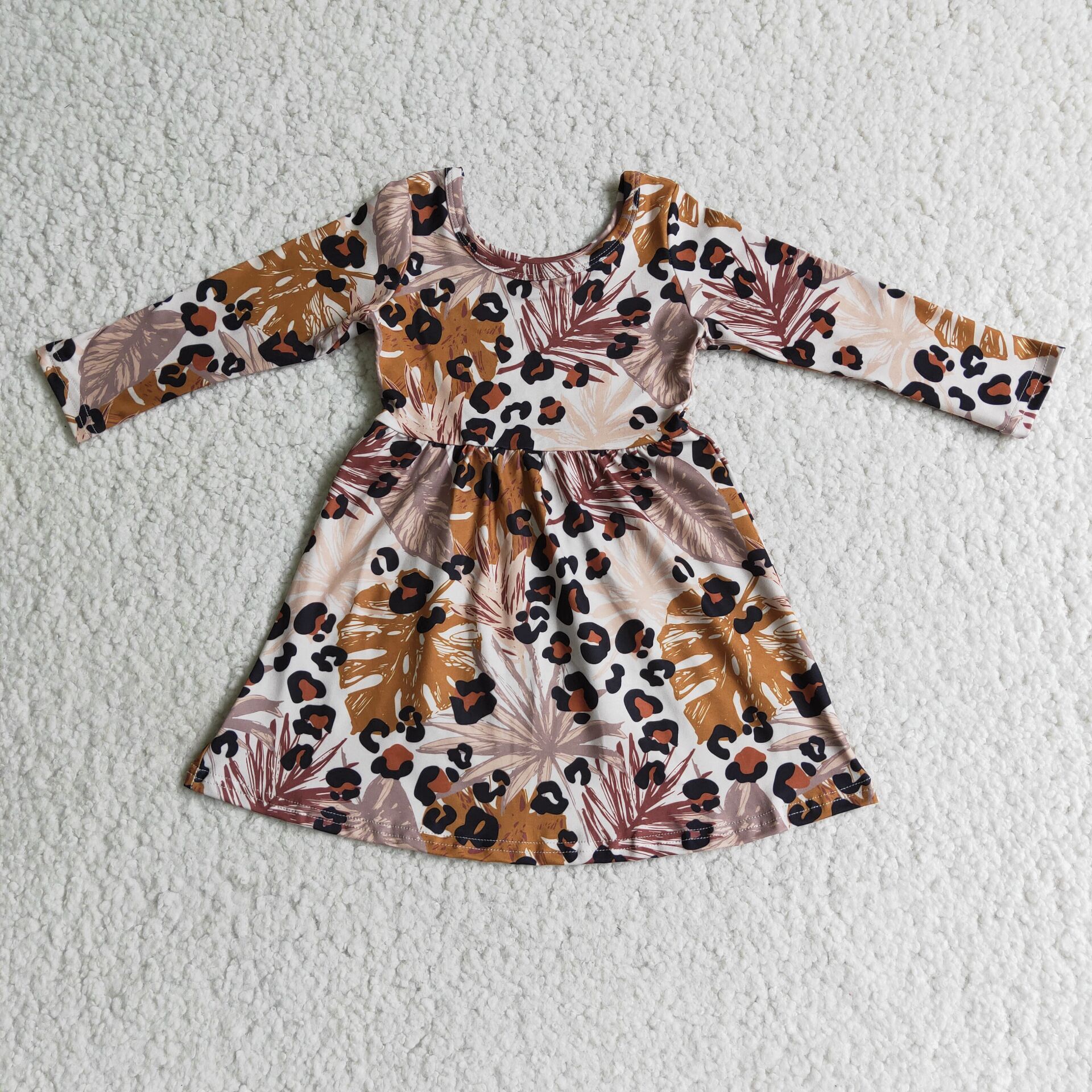 6 B7-3 girls' winter long sleeve leopard print dress-promotion 2024.7.27 $2.99