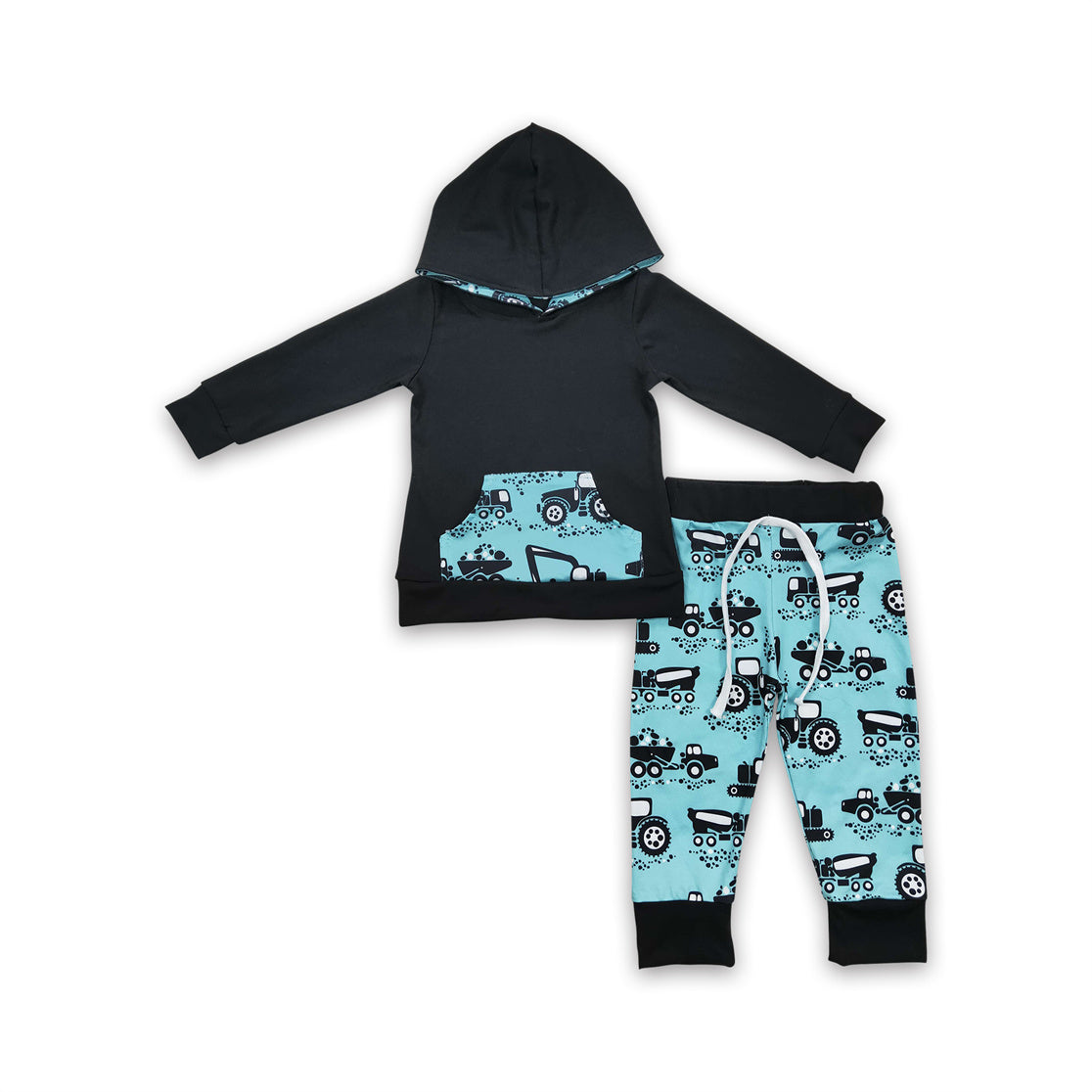 6 C6-10 baby boy clothes black car truck hoodies winter outfits