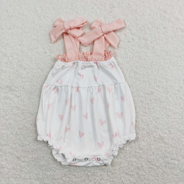SR0731 baby girl clothes  heart valentines day short sleeve romper toddler valentines day bubble