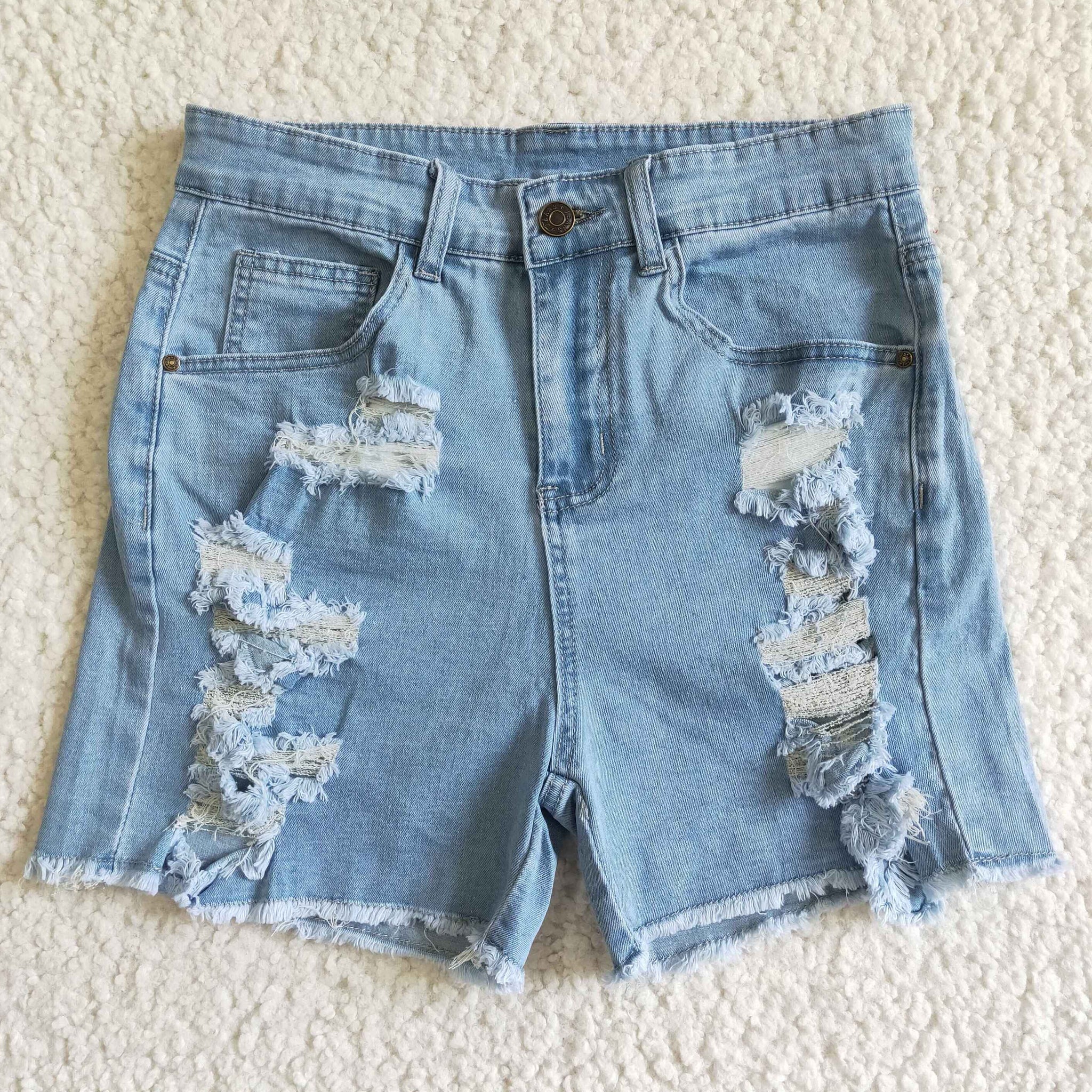 Adult Woven blue denim shorts