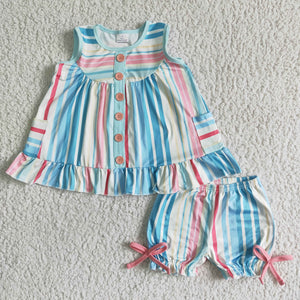 GSSO0045 kids clothing colorful stripe sleeveless summer outfits-promotion 2024.5.18 $5.5