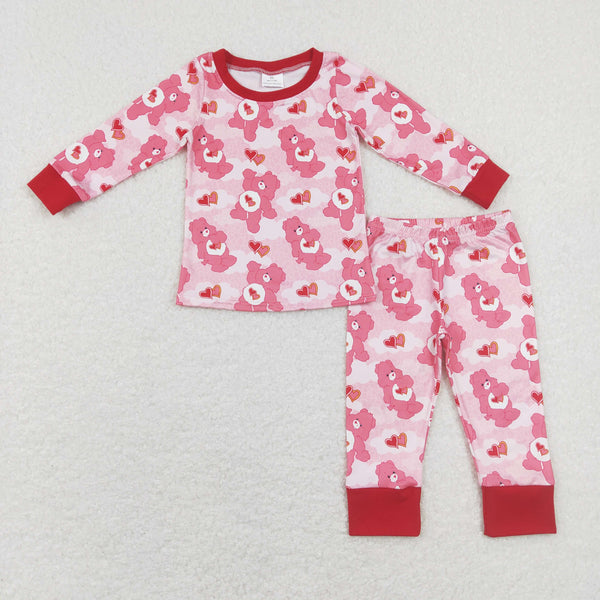 GLP1090 toddler girl clothes girl bear heart girl valentines day outfit