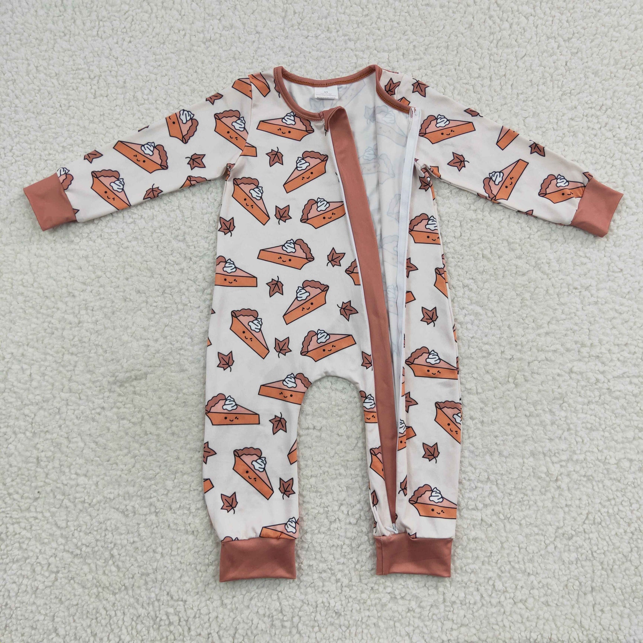 LR0353 baby boy clothes pumpkin pie boy halloween romper