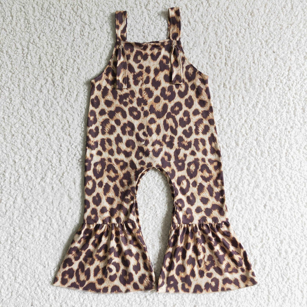SR0087 toddler girl jumpsuit girl leopard jumpsuit