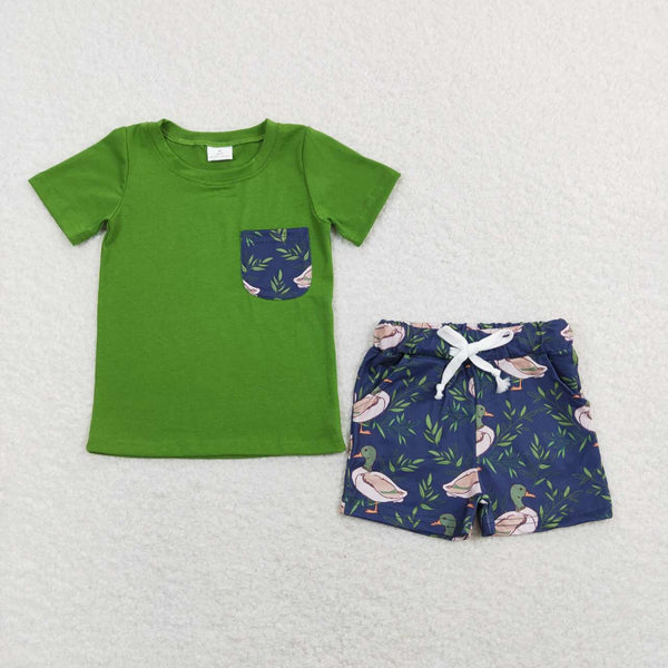 BSSO0480 baby boy clothes  green boy mallard summer outfits boy summer outfit