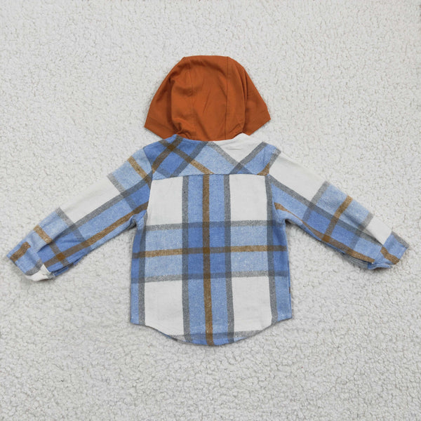 BT0208 toddler girl clothes blue paid hoodies shirt coat