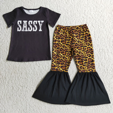 A17-22 baby girl clothes leopard sassy toddler girl bell bottom outfit-promotion 2024.3.30 $2.99