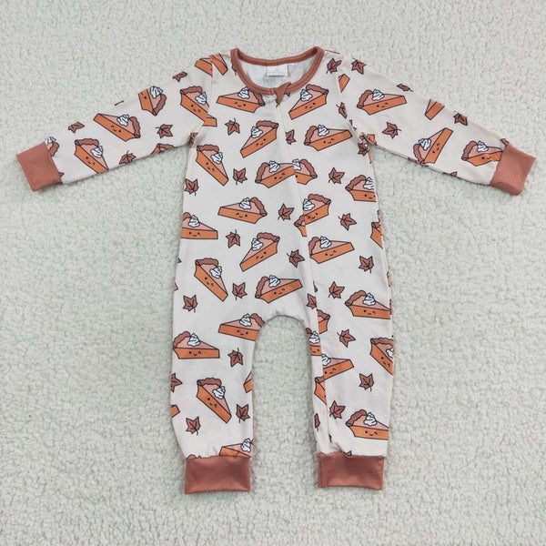 LR0353 baby boy clothes pumpkin pie boy halloween romper