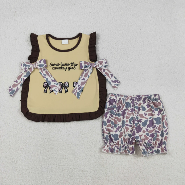 RTS kids matching clothing embroidery bows print clothing girl summer clothing-2025.12.13