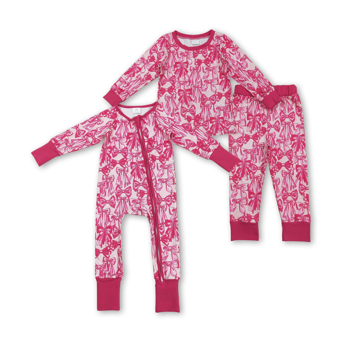 RTS kids matching clothing pink bows print clothing girl winter clothi ...