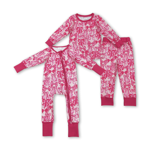 RTS kids matching clothing pink bows print clothing girl winter clothing-2025.8.18