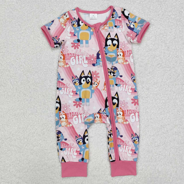 SR2105 RTS newborn baby clothes cartoon dog girl summer romper