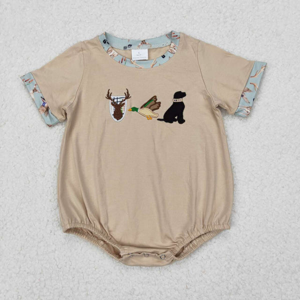 SR2338 RTS baby boy clothes deer dog hunting toddler boy summer embroidery bubble