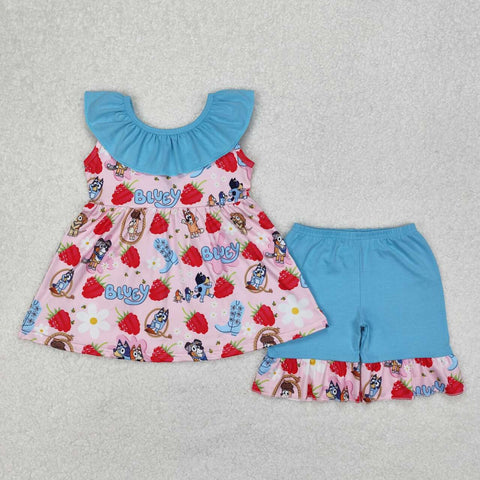 GSSO1904 RTS baby girl clothes cartoon dog toddler girl summer outfit