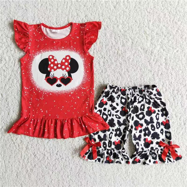 D7-29 girl clothes summer cartoon red glasses set-promotion $5.5 2024.4.13