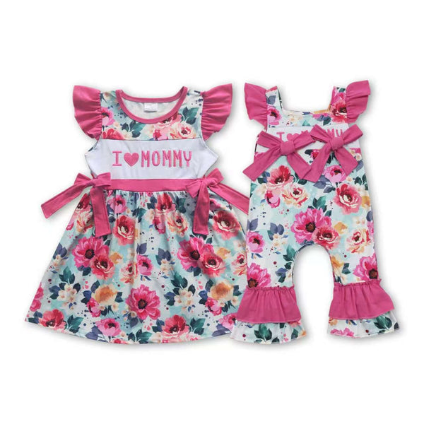 RTS Matching clothes embroidery i love mom print clothing girl summer clothing-2026.4.18