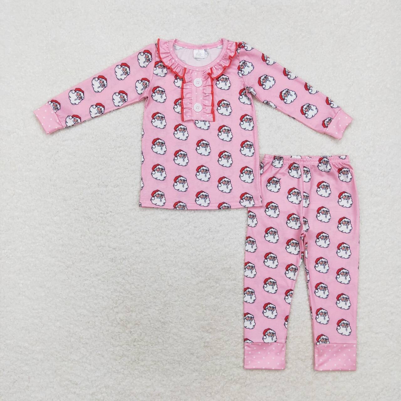 GLP1269 RTS toddler girl clothes pink santa claus girl christmas pajamas set