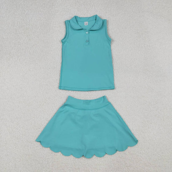 GSD2349 RTS girl clothes solid color girl summer set yoga clothes